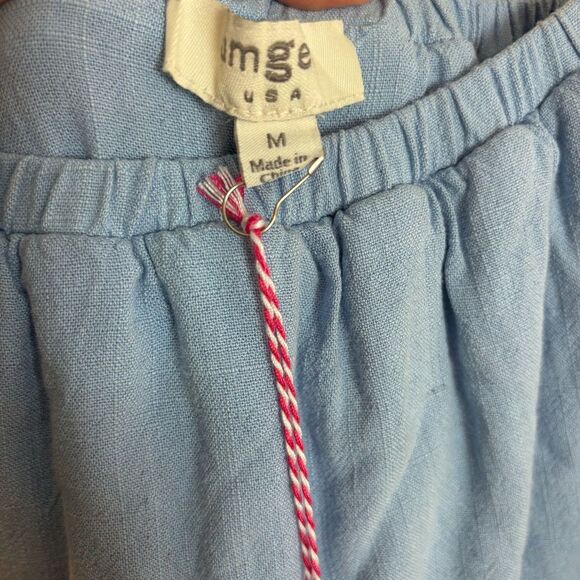 Umgee Light Blue Linen Cotton Blend Wide Leg Jumpsuit W/Pockets Size Medium NEW - Picture 5 of 6